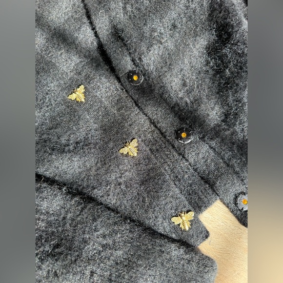 & OTHER STORIES Bee Button Alpaca Blend Cardigan in black Size XS-S - Picture 6 of 12